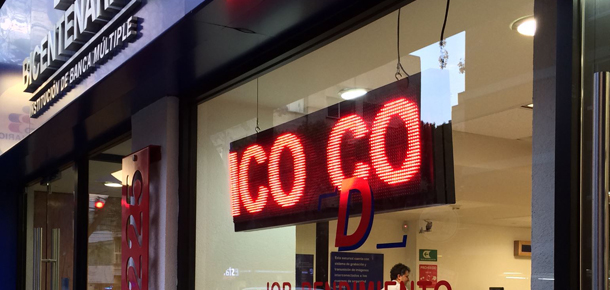 Letrero electronico LEDs bancario programable